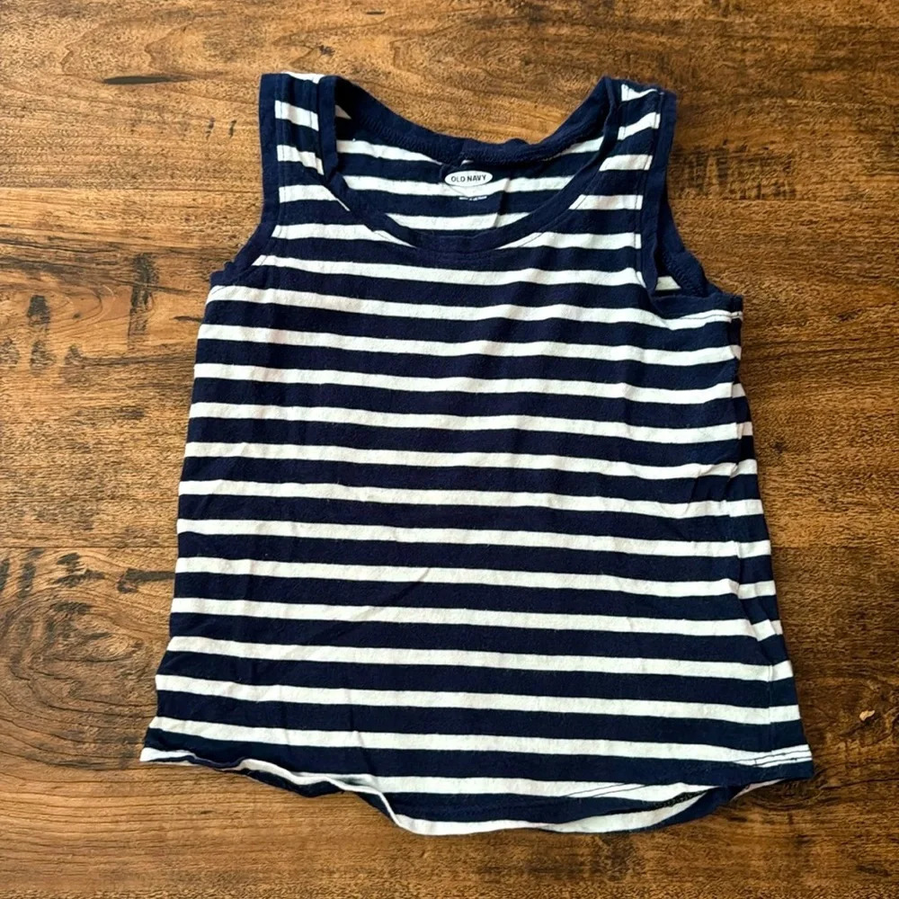 Navy and white striped tank